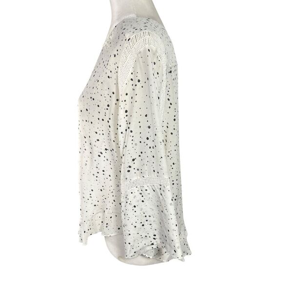 IRO Silk Medium Blouse Women's Sz 4-6 White w Black Abstract Dots Gwen Size 36 F - Picture 7 of 14